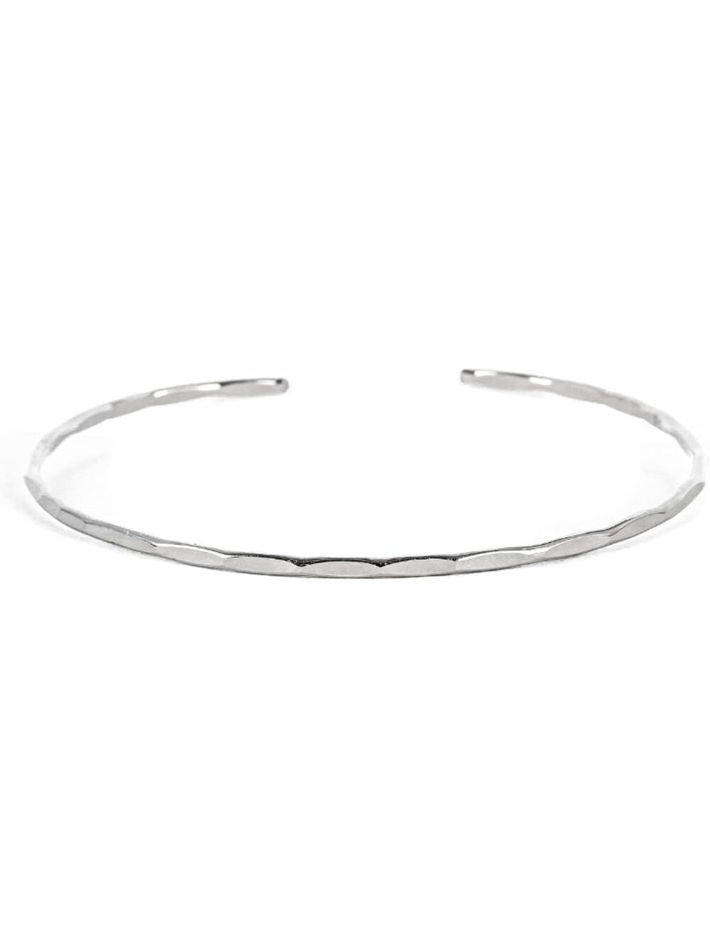 Delicate Thin Hammered Cuff Bracelet in Sterling Silver, Gold & Rose Gold Fill